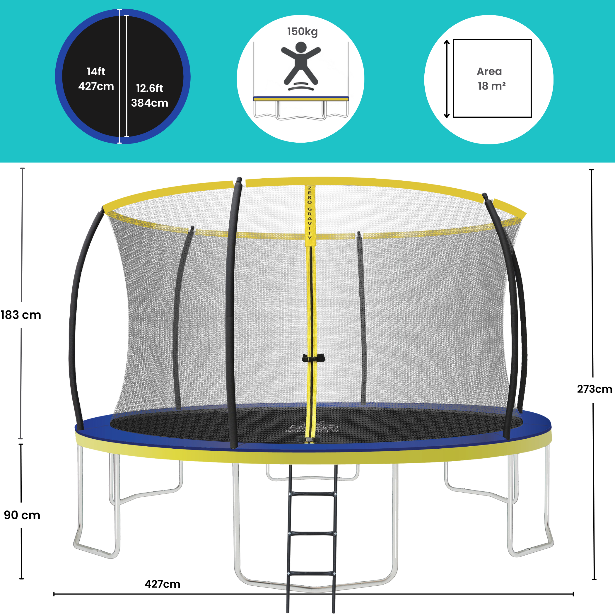 Zero Gravity Ultima 4 14ft Trampoline and Enclosure