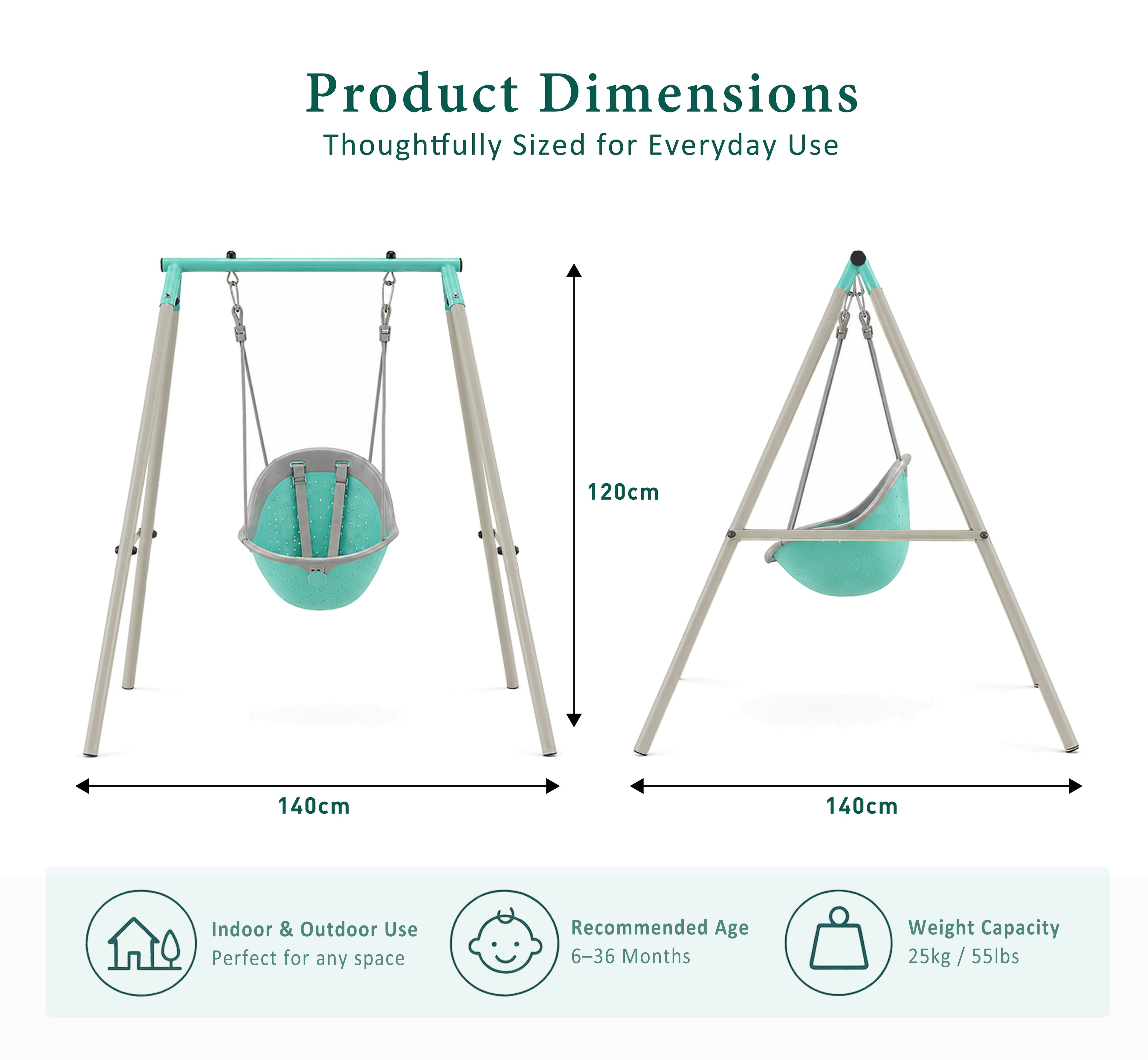 Zero Gravity Nebula Swing Set in Aqua