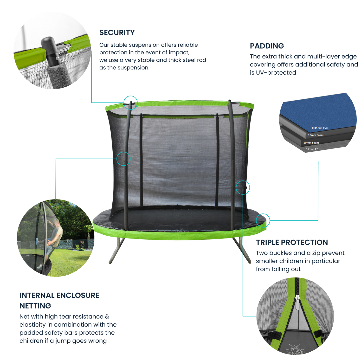 Zero Gravity Explorer 8x5.5ft Rectangular Trampoline and Enclosure