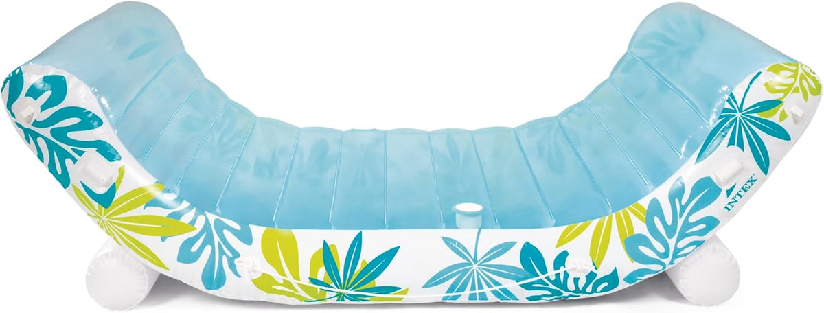 INTEX Inflatable Tropical Canopy Lounge: Detachable Fabric Sunshade – Built-in Cup Holders – Rope Ties - 56294