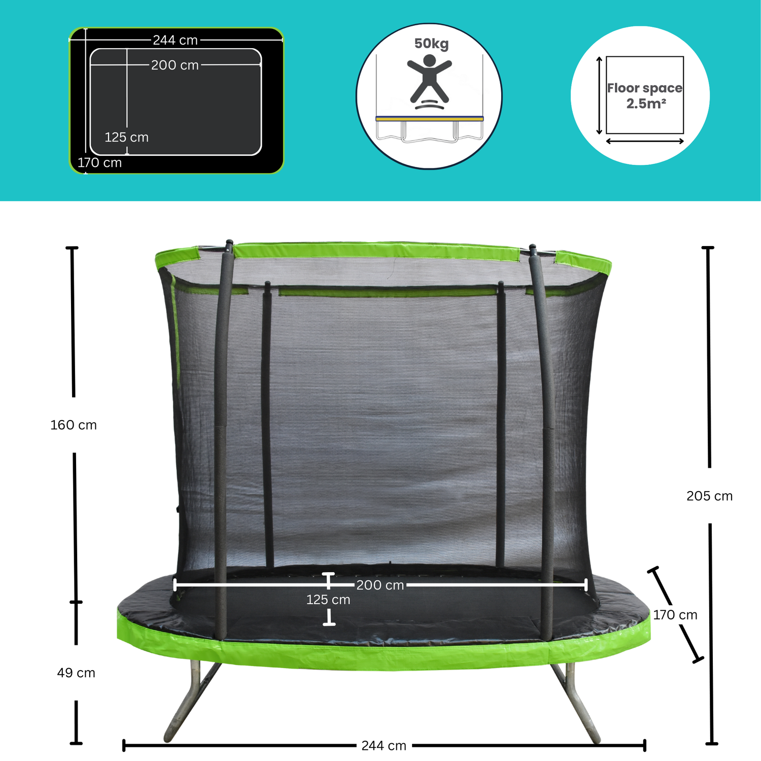 Zero Gravity Explorer 8x5.5ft Rectangular Trampoline and Enclosure