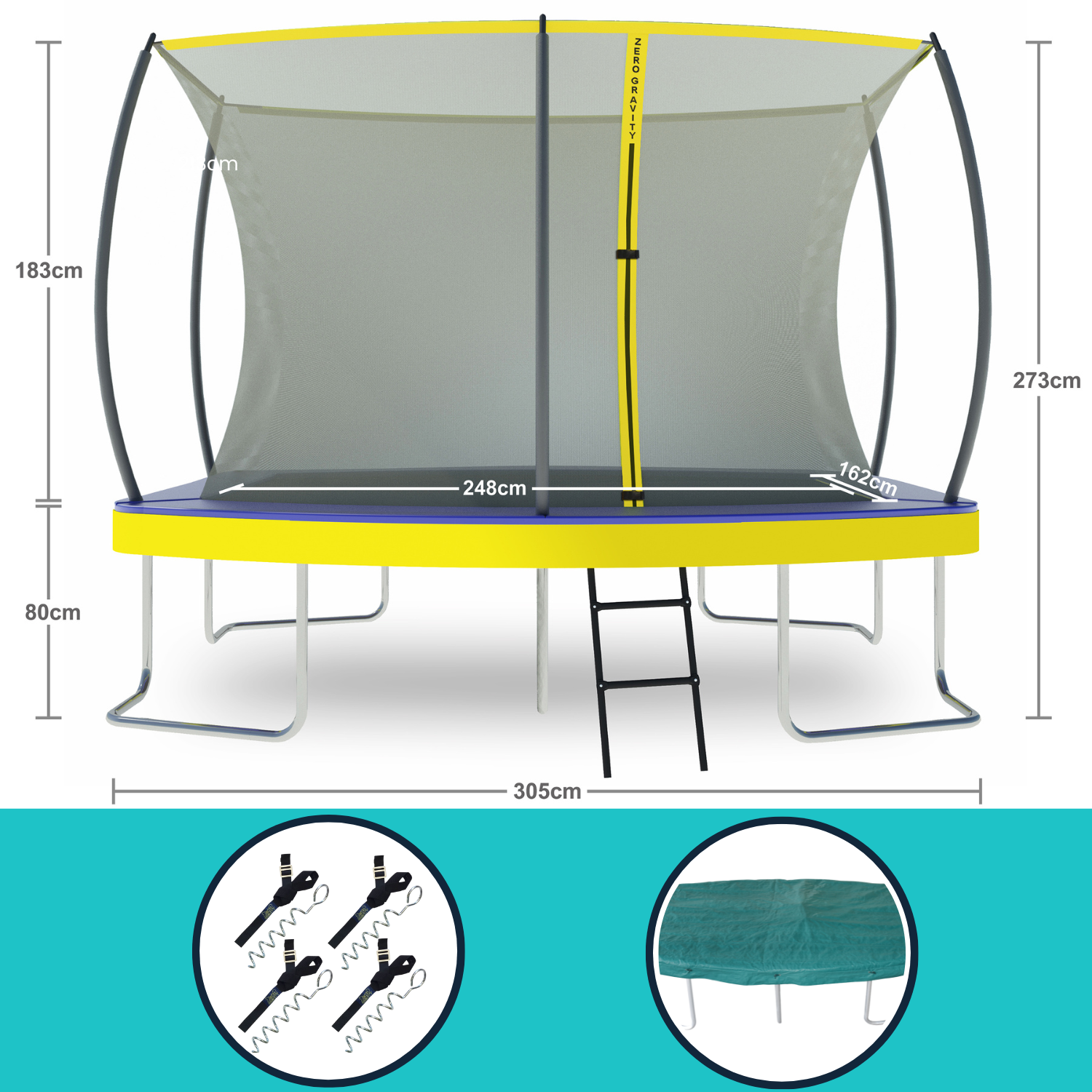 Zero Gravity Ultima 5 10ft x 7ft Rectangular Trampoline and Enclosure Bundle
