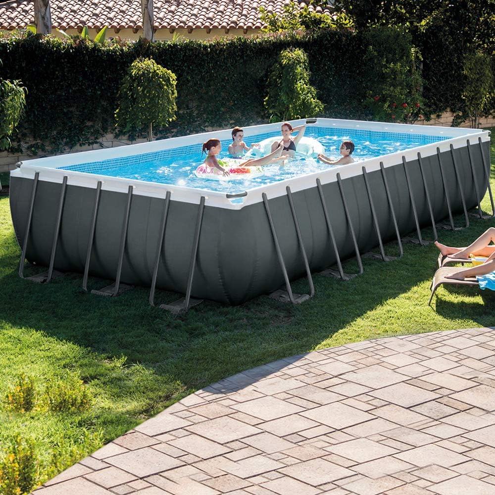 Intex 24ft x 12ft x 52" Rectangular Ultra XTR Metal Frame Pool with Sand Filter Pump, Ladder, Ground Cloth and Cover