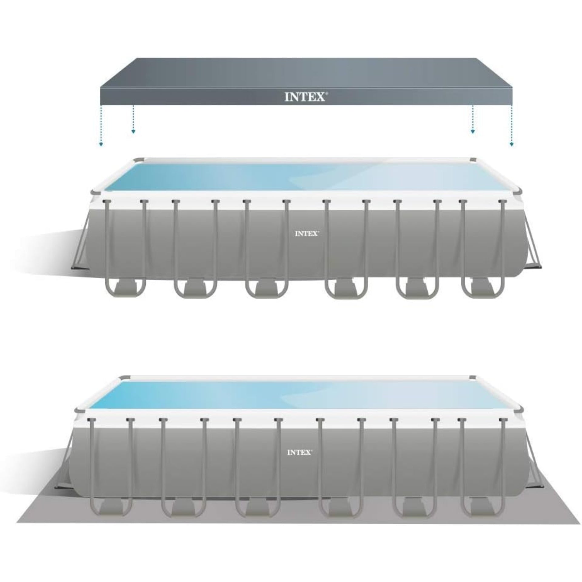 Intex 24ft x 12ft x 52" Rectangular Ultra XTR Metal Frame Pool with Sand Filter Pump, Ladder, Ground Cloth and Cover