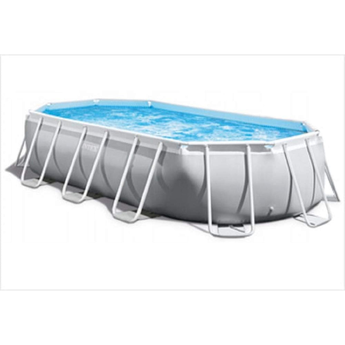 Intex 16ft 6" x 9ft x 4ft Prism Metal Frame Oval Swimming Pool with Filter Pump, Ladder, Ground Cloth and Cover