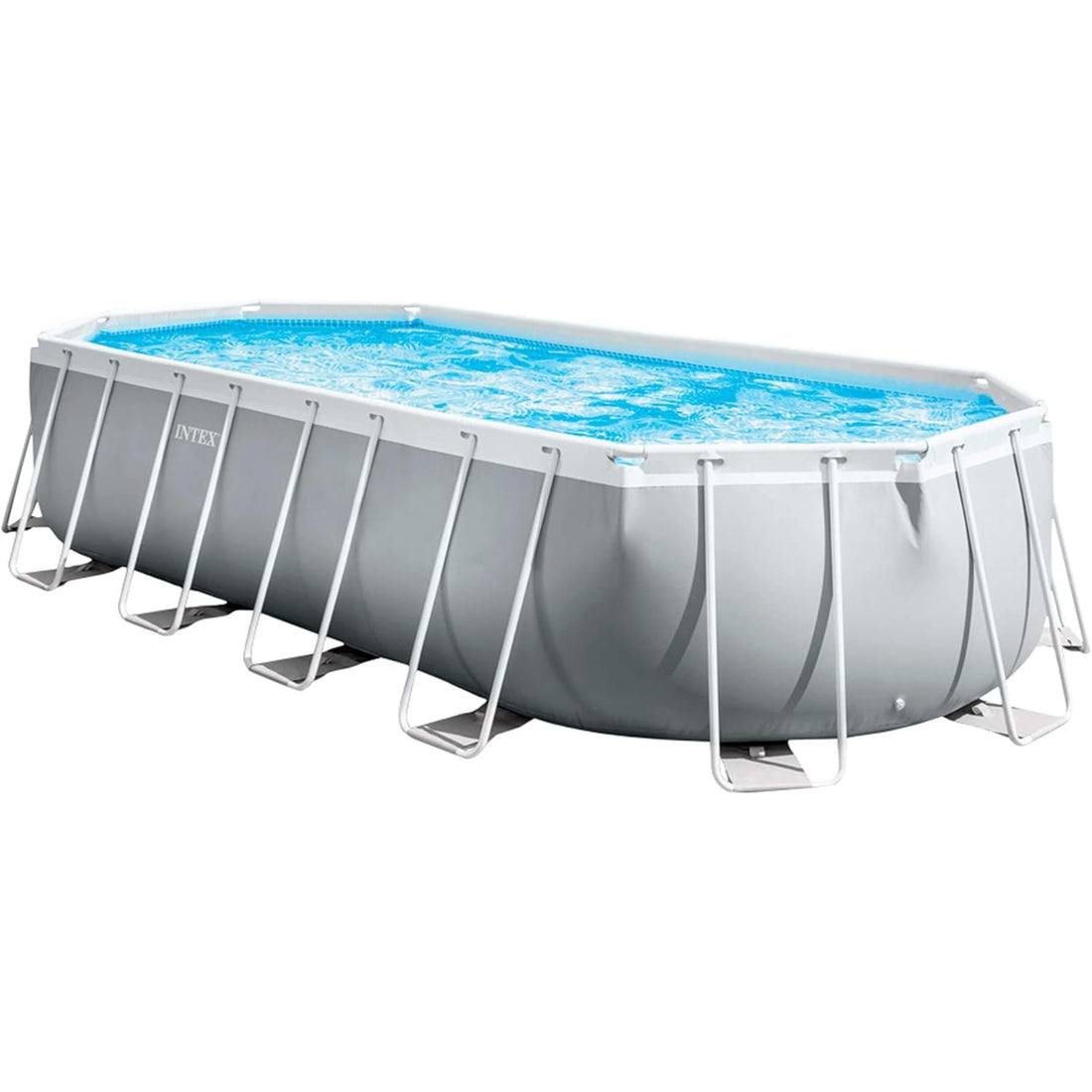 Intex 20ft x 10ft x 4ft Prism Metal Frame Oval Swimming Pool with Filter Pump, Ladder, Ground Cloth and Cover