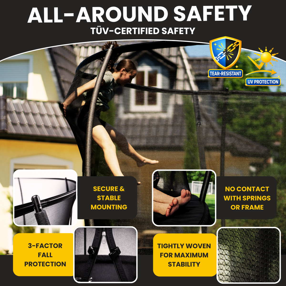 Zero Gravity Ultima 5 10ft x 7ft Rectangular Trampoline and Enclosure BLACK