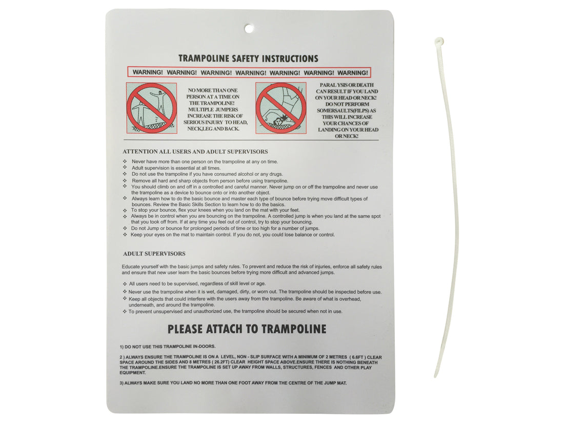 Ultima 4 12ft Trampoline Part Number 18 - Trampoline Safety Instruction Placard