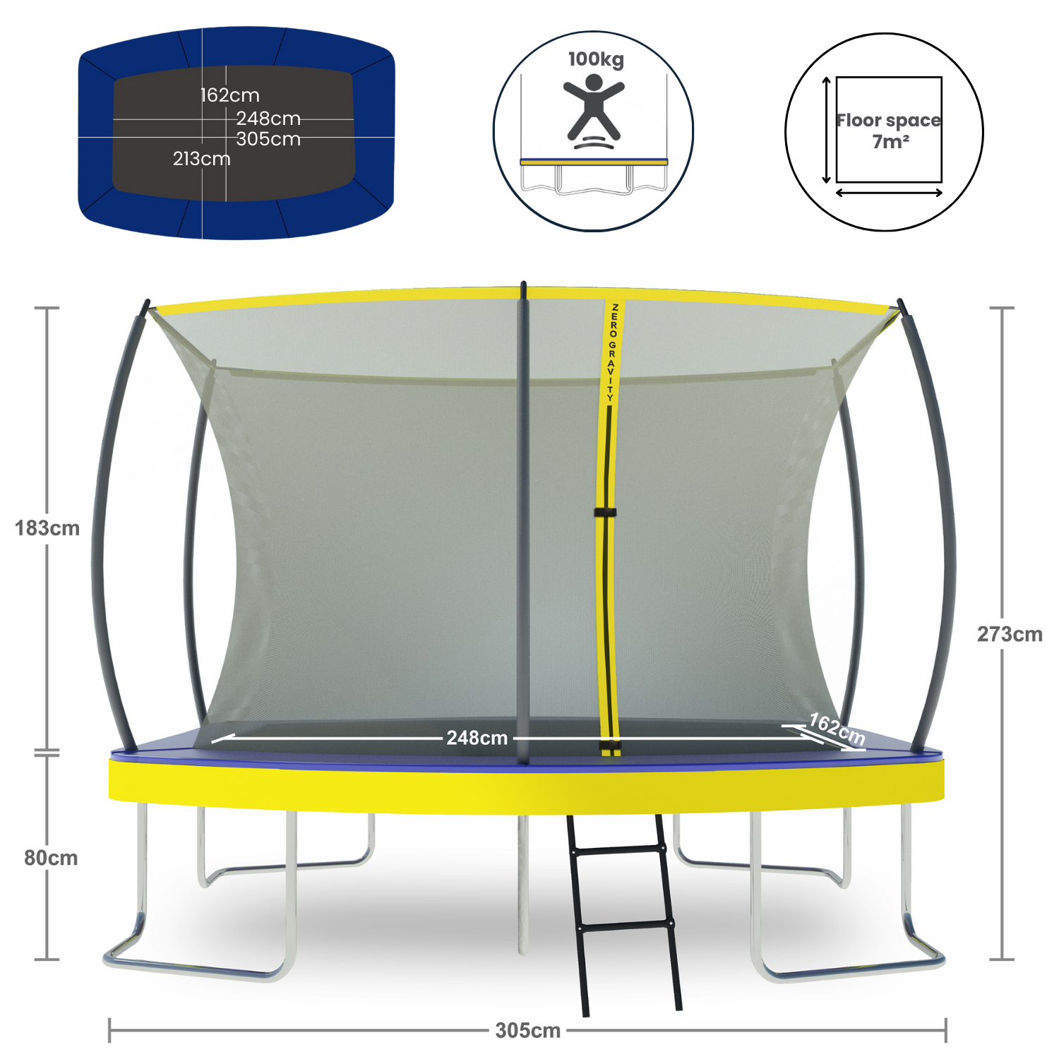 Zero Gravity Ultima 5 10ft x 7ft Rectangular Trampoline and Enclosure