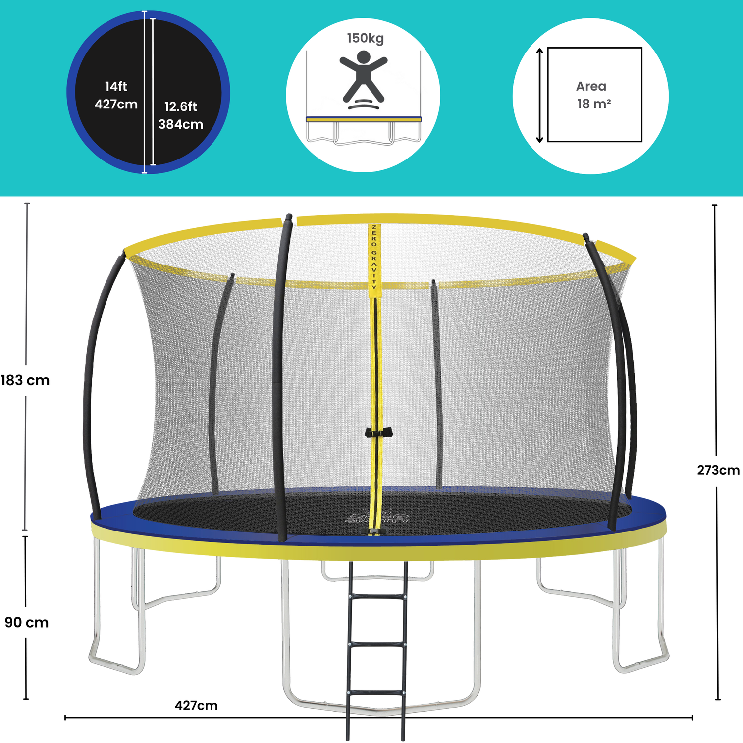 Zero Gravity Ultima 4 14ft Trampoline and Enclosure