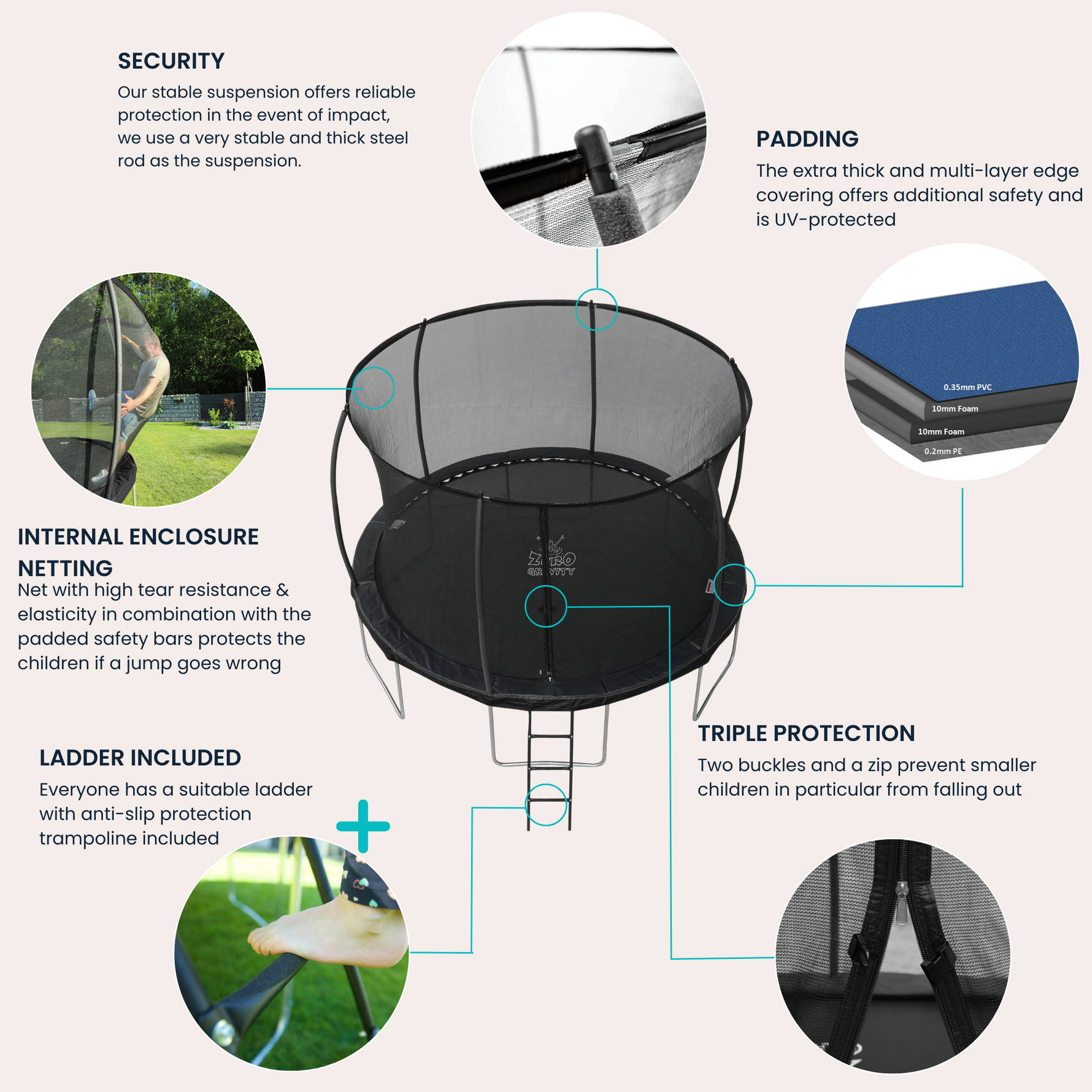 Zero Gravity Ultima 4 8ft Trampoline and Enclosure Zero Gravity
