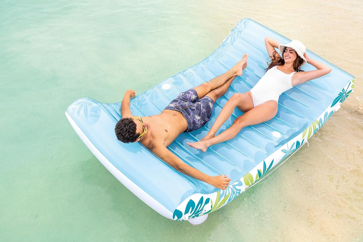 INTEX Inflatable Tropical Canopy Lounge: Detachable Fabric Sunshade – Built-in Cup Holders – Rope Ties - 56294