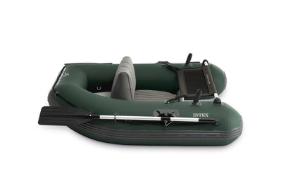 INTEX Big Catch Pro Inflatable Fishing Float Tube, Includes 54in Boat Oars, High-Output Pump, Detachable Fishing Rod Holders, Mesh Fish Ruler, Heavy Duty Backpack, Storage Bag, 308lb Weight Capacity -68381