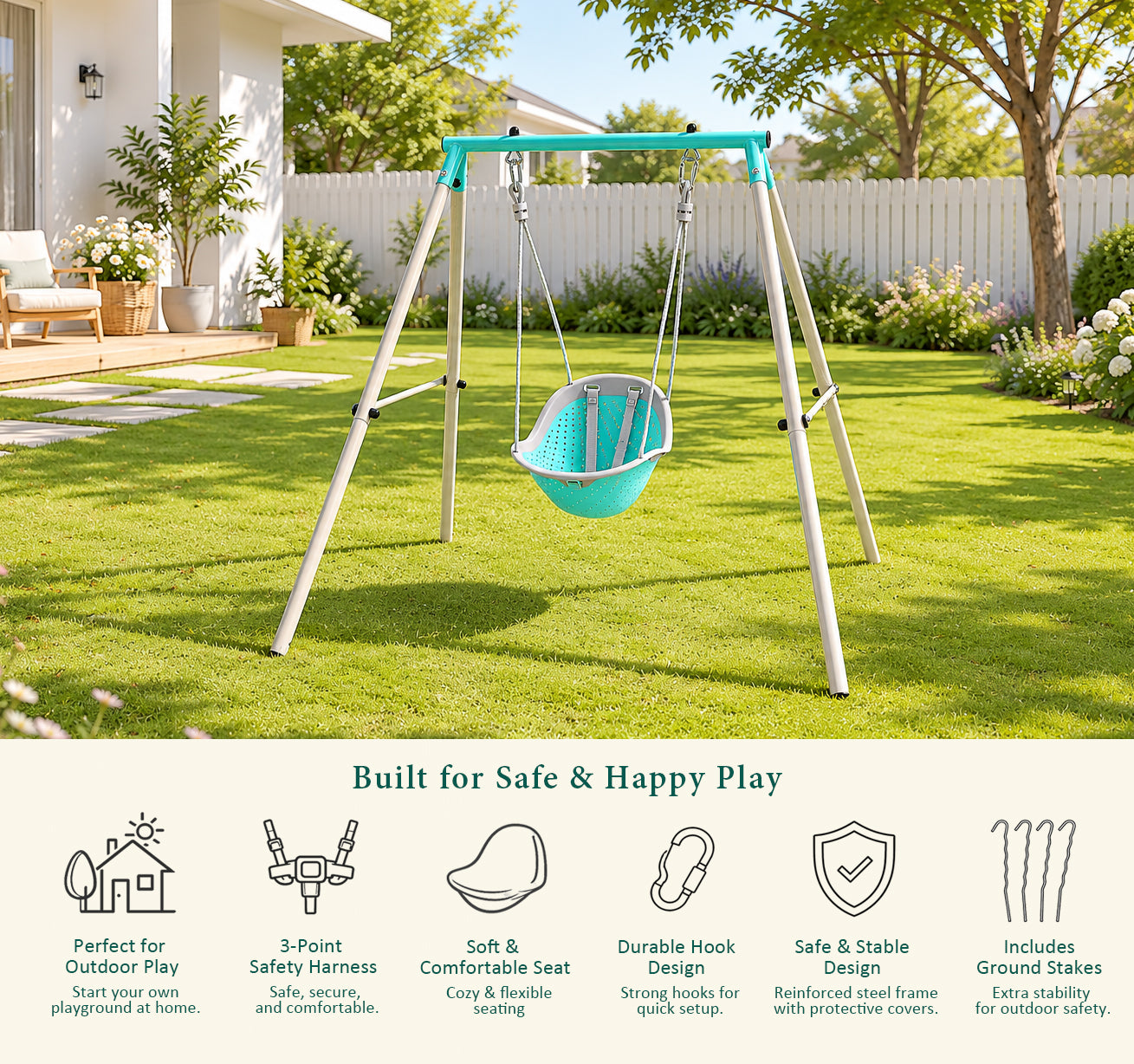 Zero Gravity Nebula Swing Set in Aqua