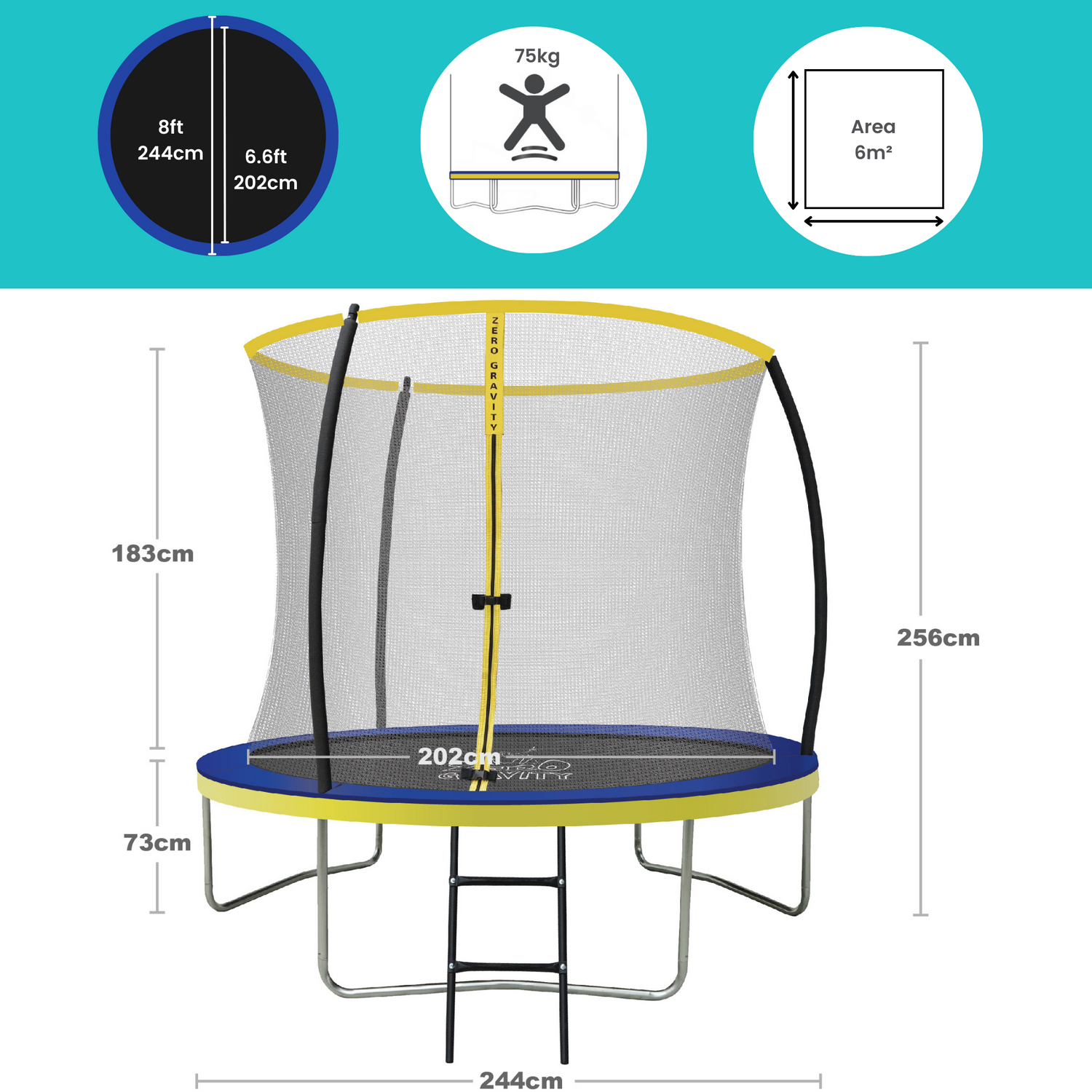 Zero Gravity Ultima 4 8ft Trampoline and Enclosure Bundle