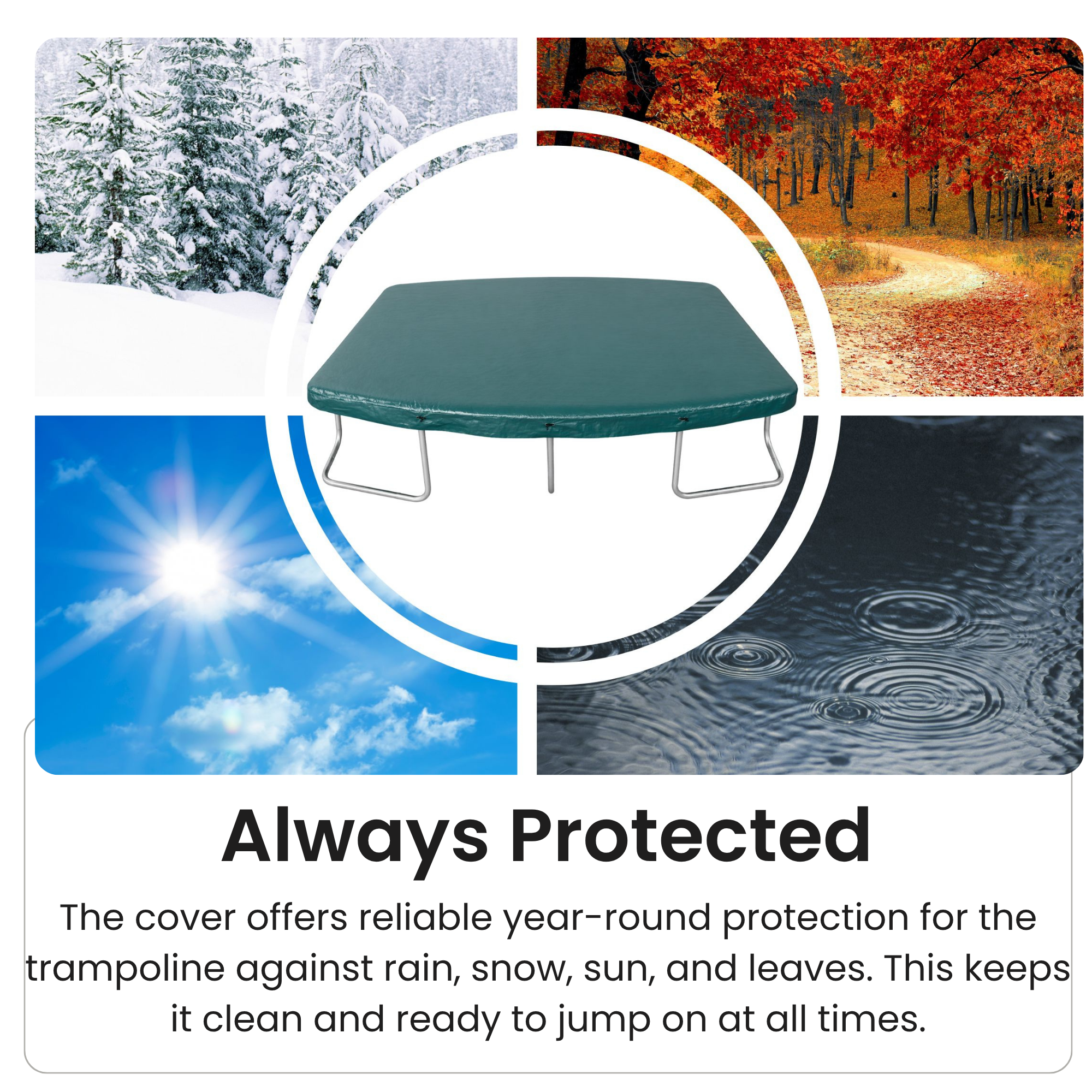Ultima 5 10x7ft, 12x8ft, 15x10ft Heavyweight Trampoline Cover in Green