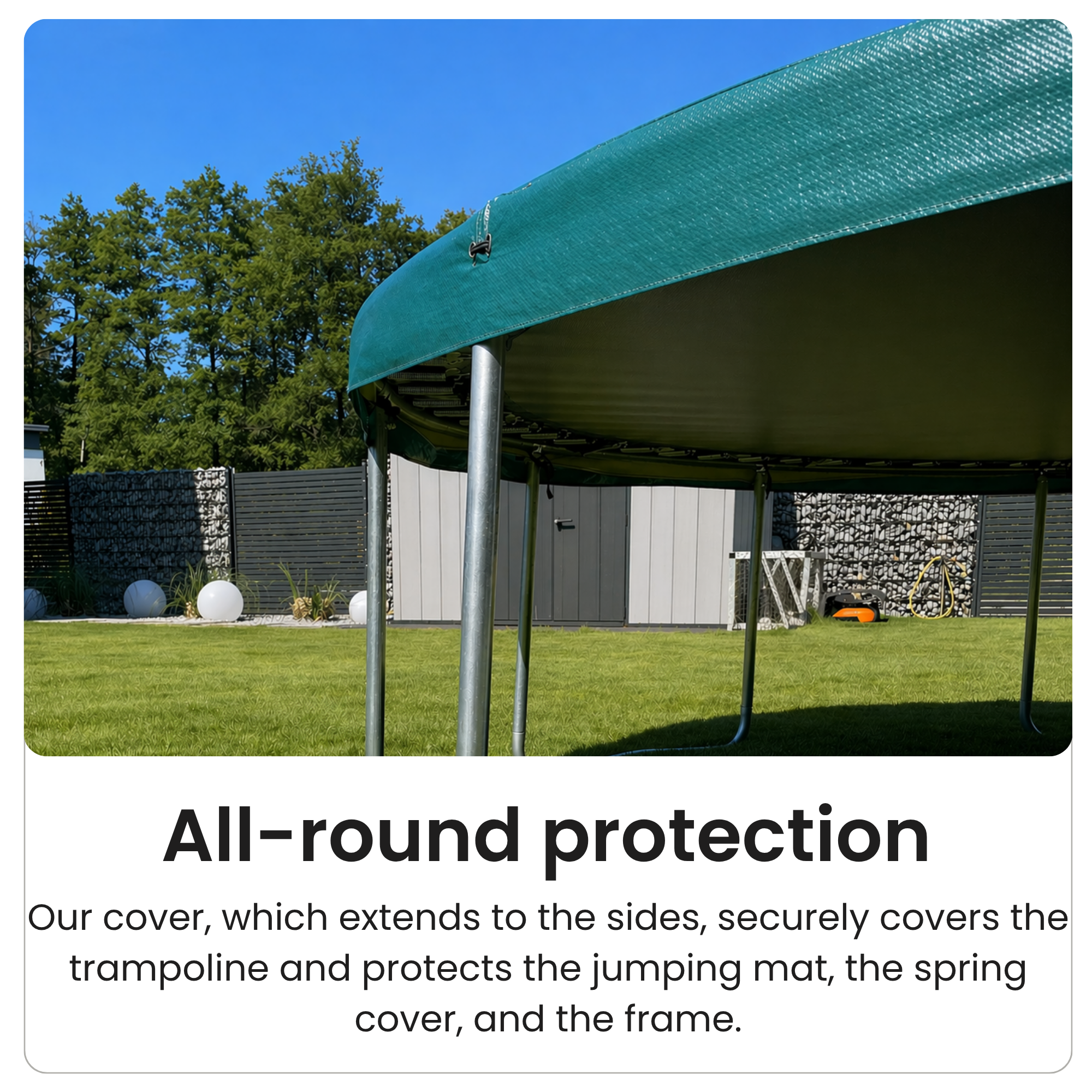Ultima 5 10x7ft, 12x8ft, 15x10ft Heavyweight Trampoline Cover in Green