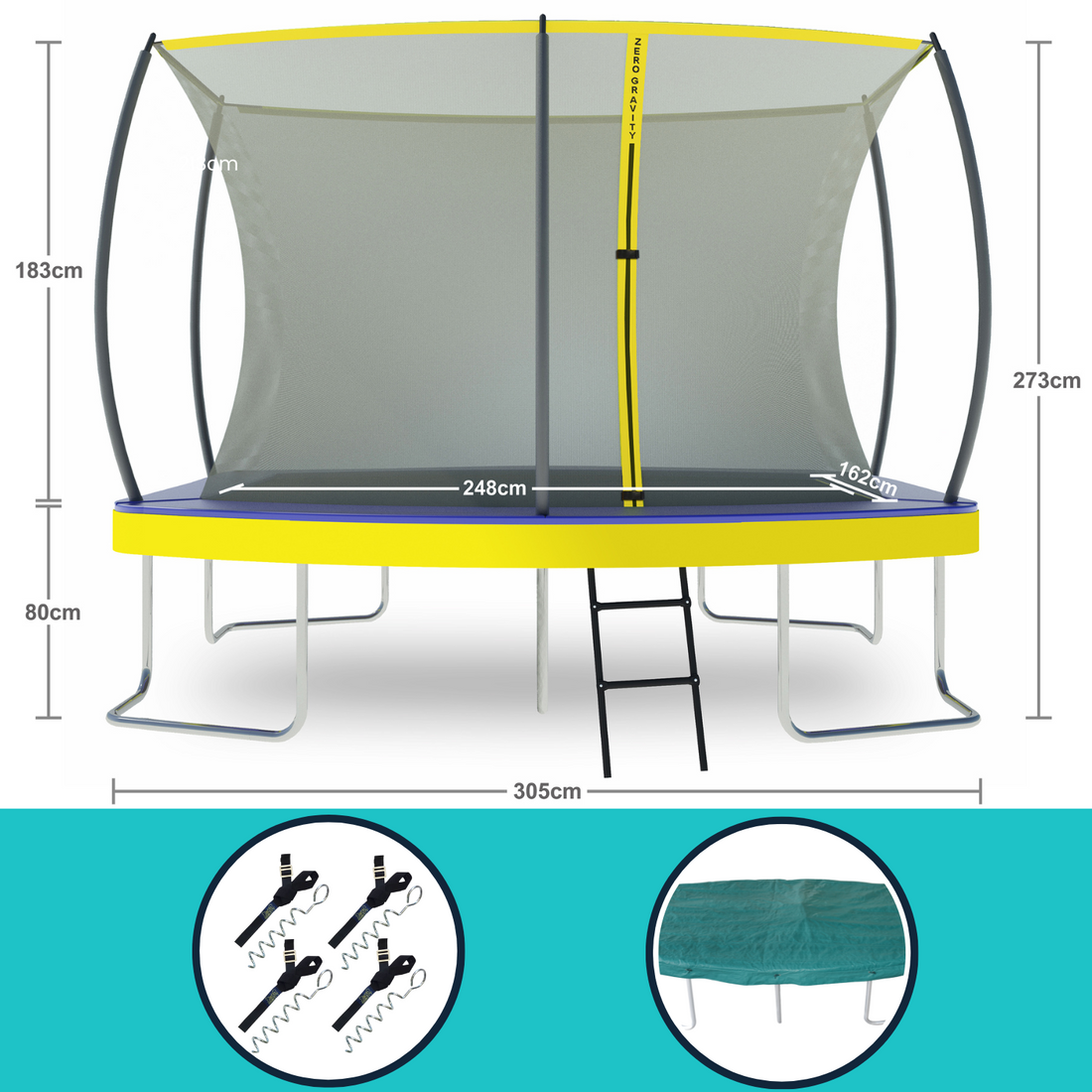 Zero Gravity Ultima 5 10ft x 7ft Rectangular Trampoline and Enclosure Bundle