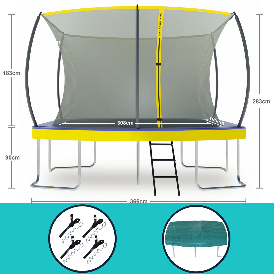 Zero Gravity Ultima 5 12ft x 8ft Rectangular Trampoline and Enclosure Bundle