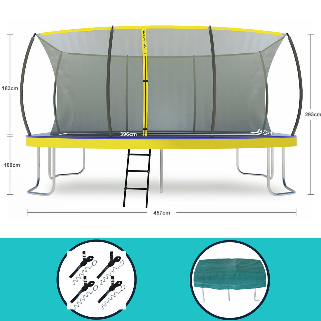 Zero Gravity Ultima 5 15ft x 10ft Rectangular Trampoline and Enclosure Bundle