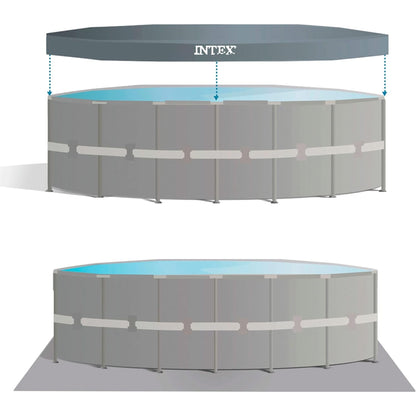 Intex 18ft x 52&quot; Round Ultra XTR Metal Frame Pool with Sand Filter Pump, Ladder, Ground Cloth and Cover 