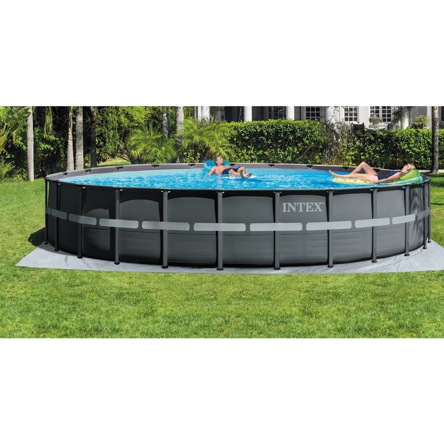 Intex 24ft x 52&quot; Round Ultra XTR Metal Frame Pool with Sand Filter Pump, Ladder, Ground Cloth and Cover 
