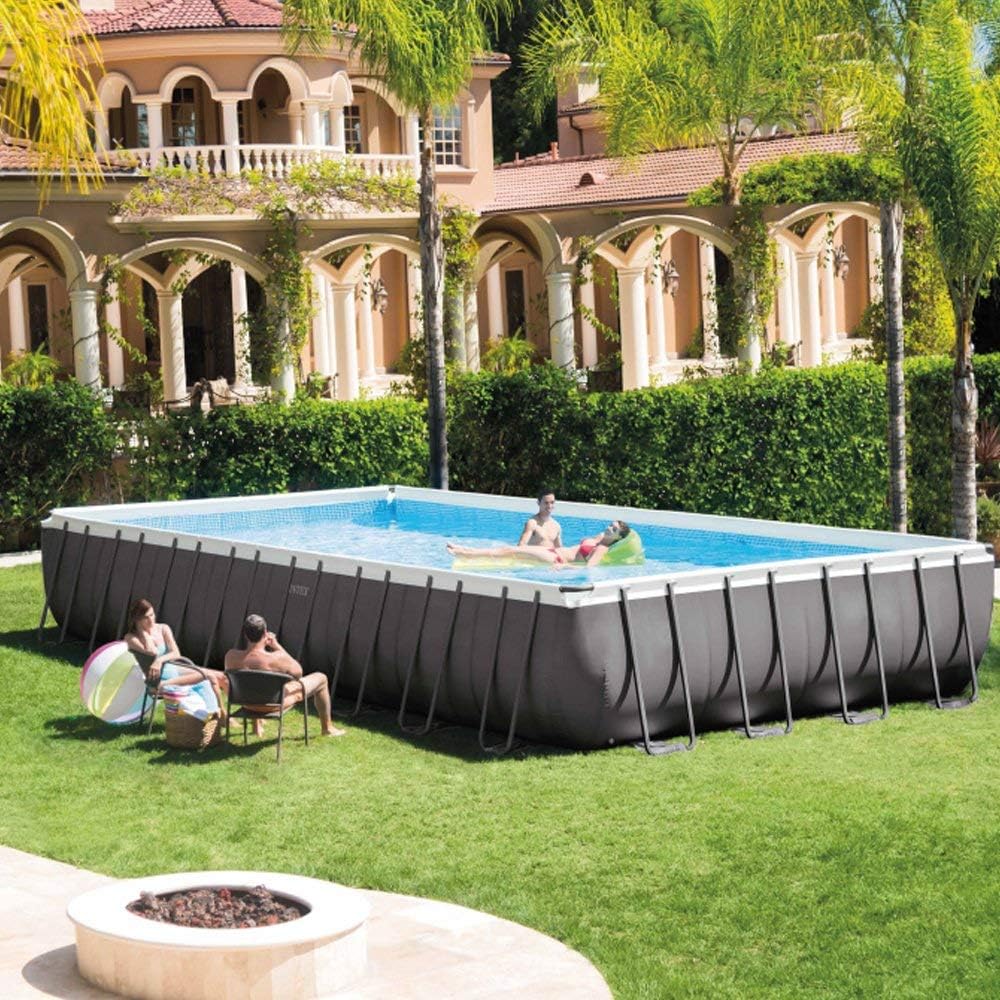 Intex 32ft x 16ft x 52&quot; Rectangular Ultra XTR Metal Frame Pool with Sand Filter Pump, Ladder, Ground Cloth and Cover 