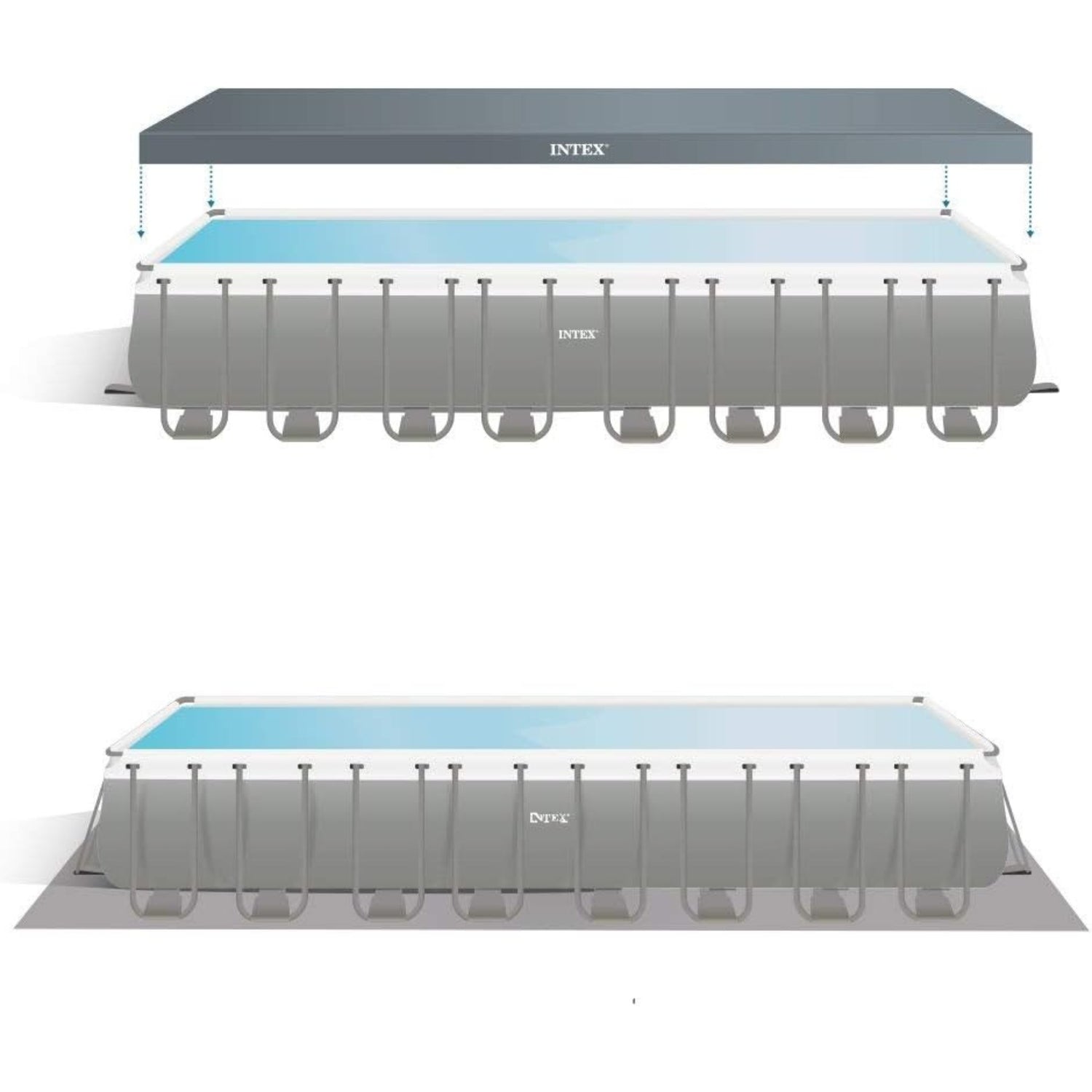 Intex 32ft x 16ft x 52&quot; Rectangular Ultra XTR Metal Frame Pool with Sand Filter Pump, Ladder, Ground Cloth and Cover 