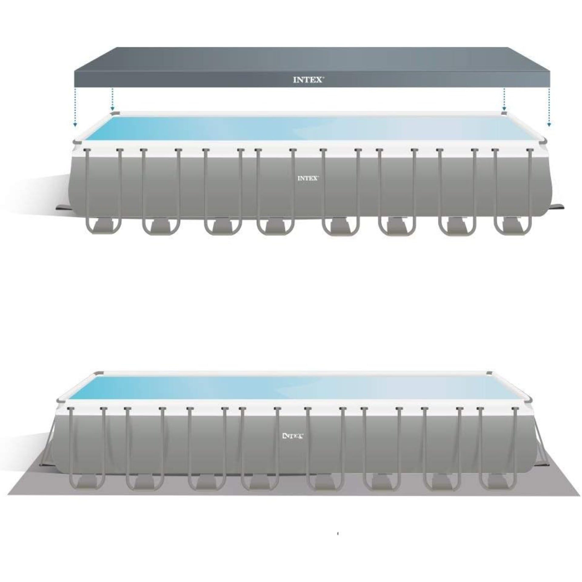 Intex 32ft x 16ft x 52&quot; Rectangular Ultra XTR Metal Frame Pool with Sand Filter Pump, Ladder, Ground Cloth and Cover 