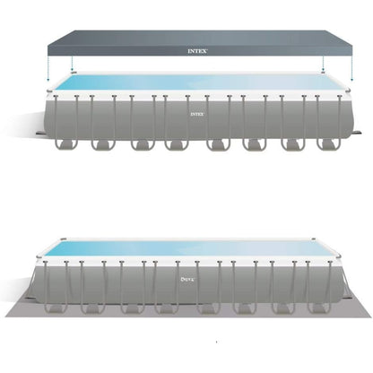 Intex 32ft x 16ft x 52&quot; Rectangular Ultra XTR Metal Frame Pool with Sand Filter Pump, Ladder, Ground Cloth and Cover 