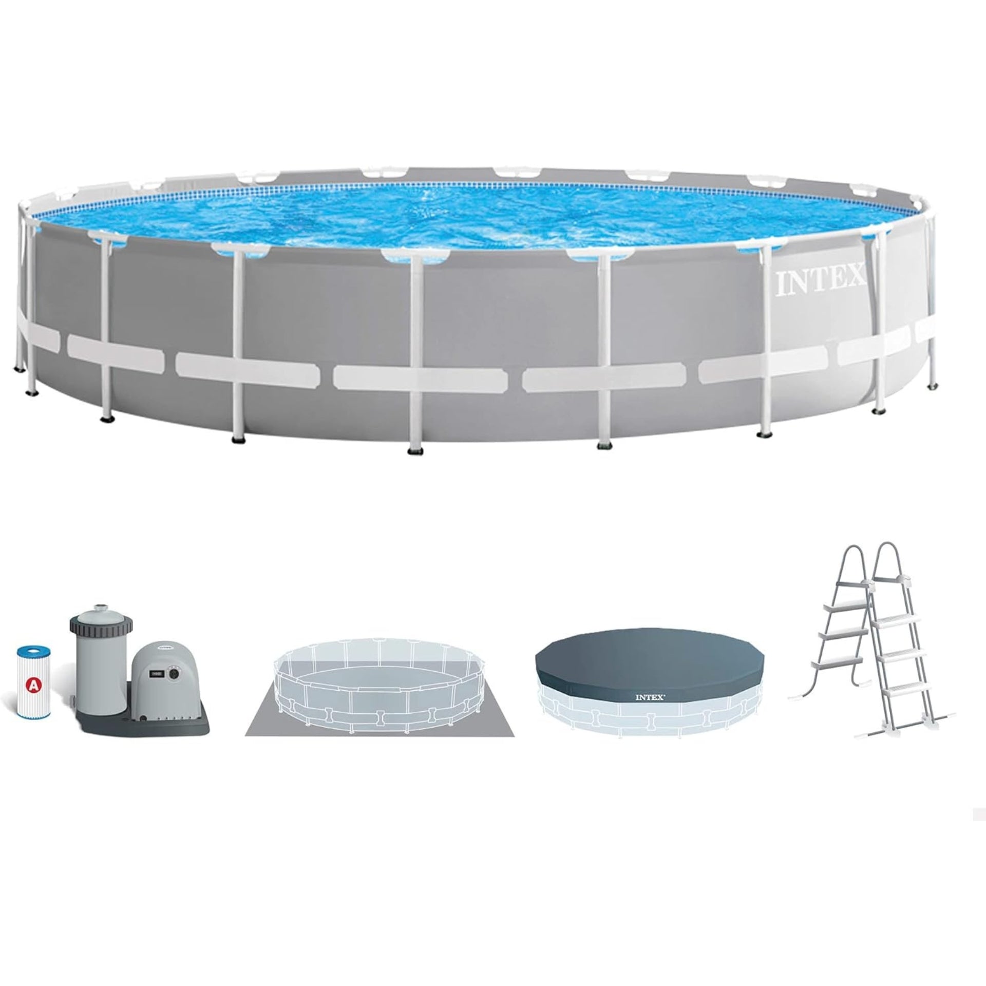 Intex 18ft x 48&quot; Prism Metal Frame Swimming Pool with Filter Pump 