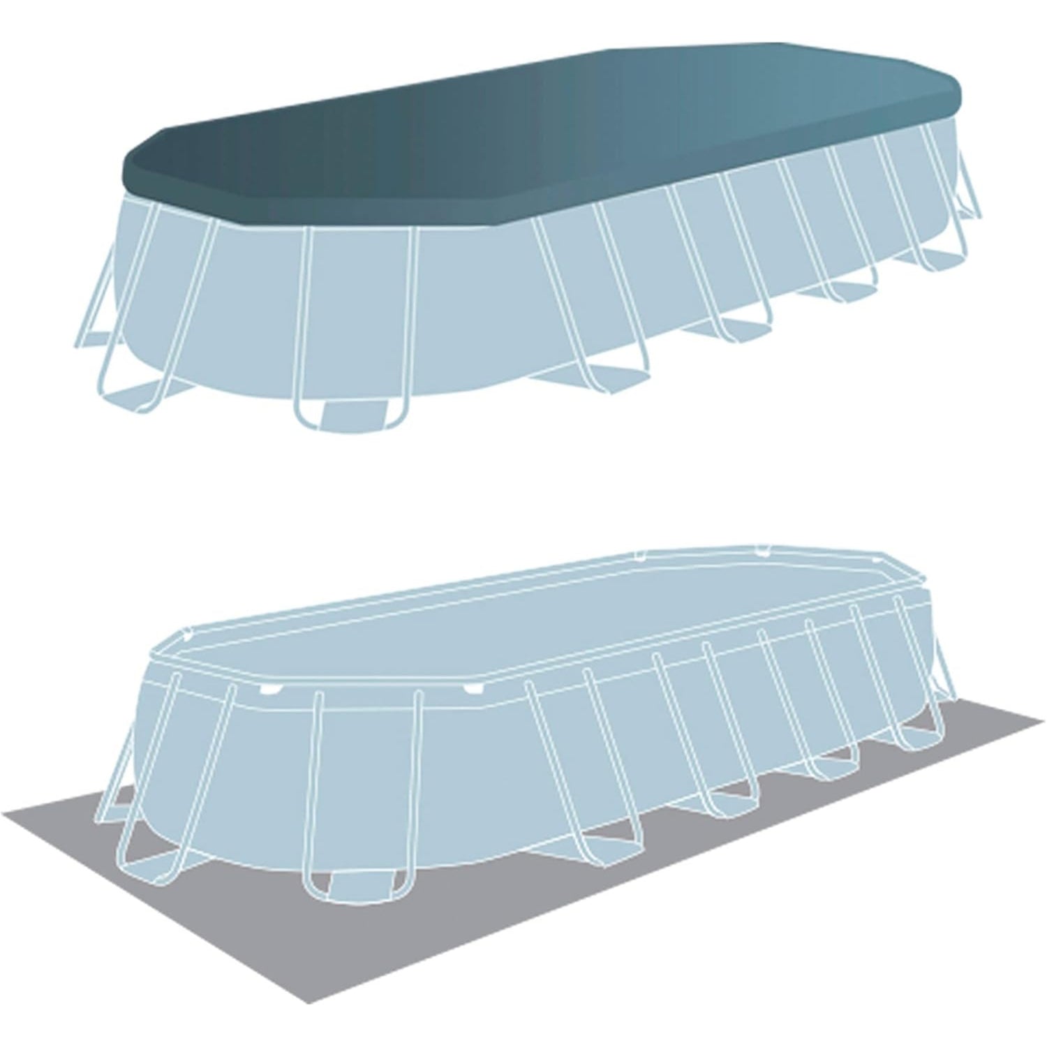 Intex 20ft x 10ft x 4ft Prism Metal Frame Oval Swimming Pool with Filter Pump, Ladder, Ground Cloth and Cover 