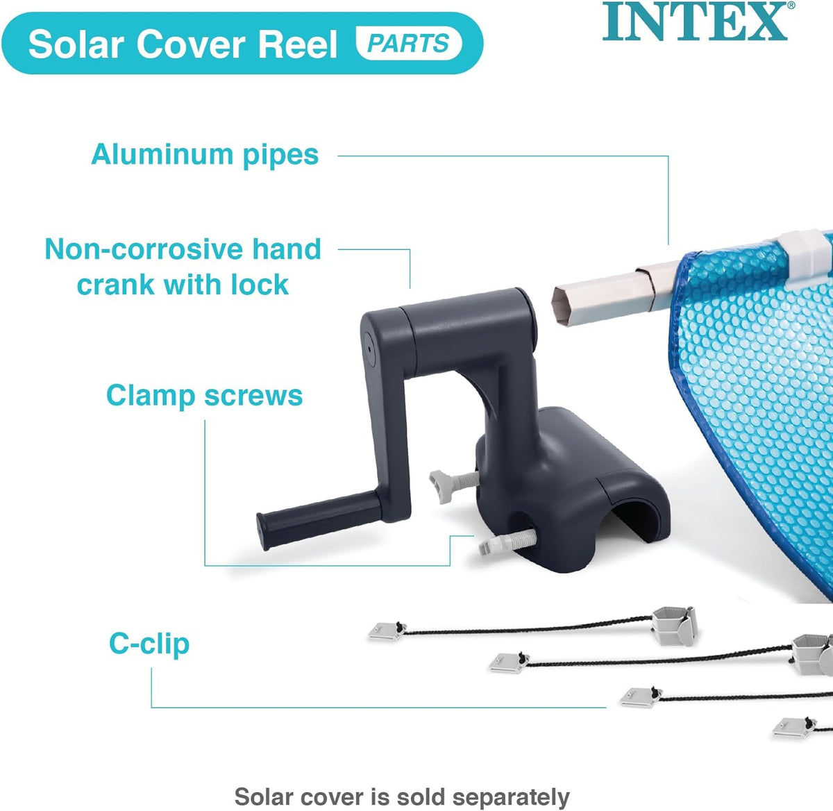 Intex Heavy Duty Solar Above Ground Pool Cover Reel - 28051 (Cover Not Included)