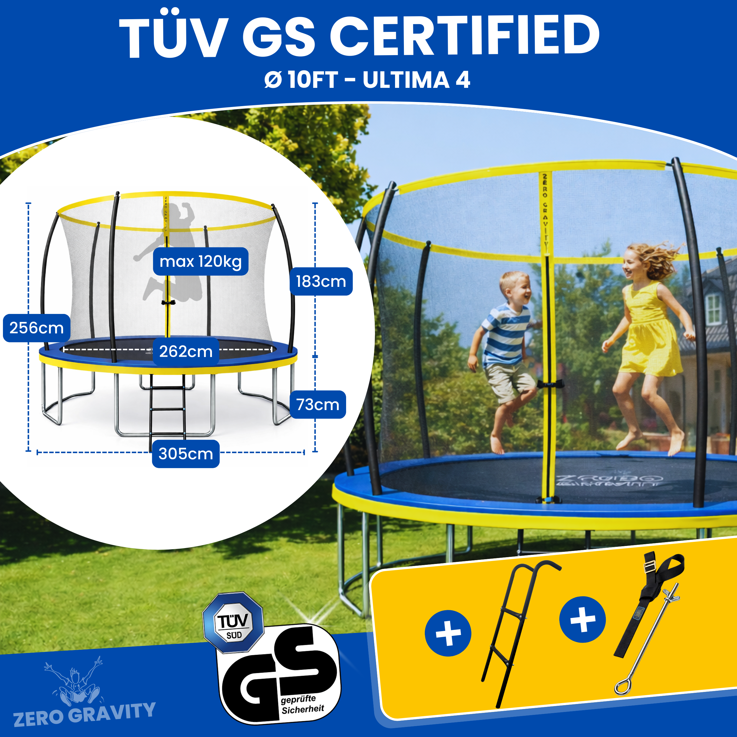 Zero Gravity Ultima 4 10ft Trampoline and Enclosure