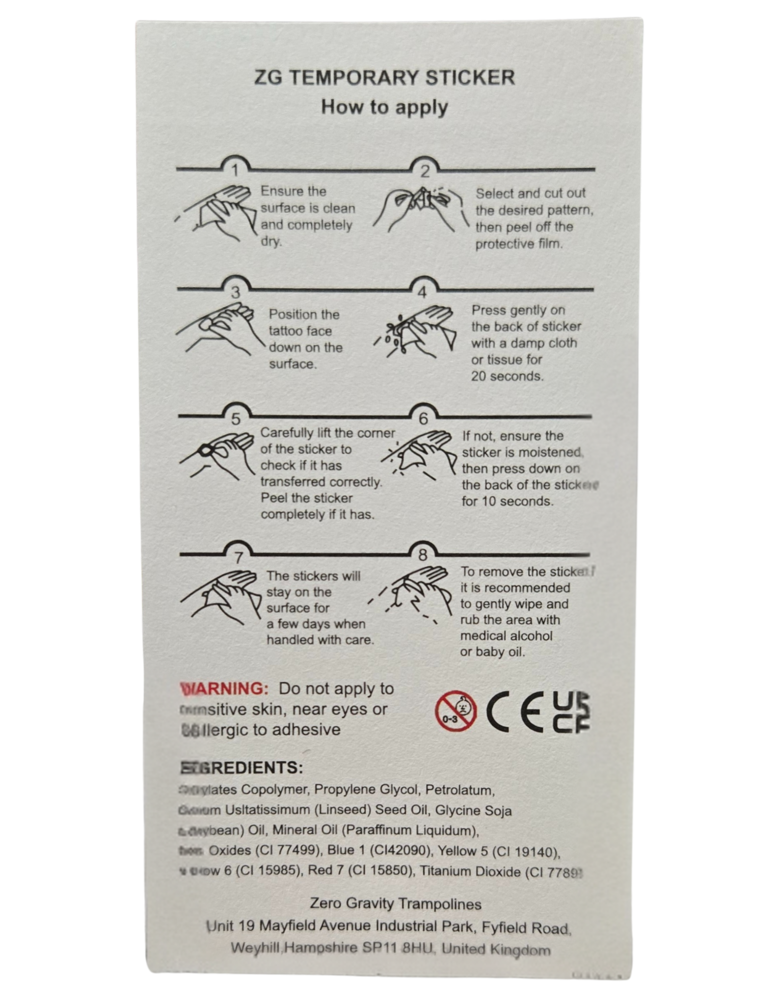 Temporary Tattoo Messages for Trampoline Mat
