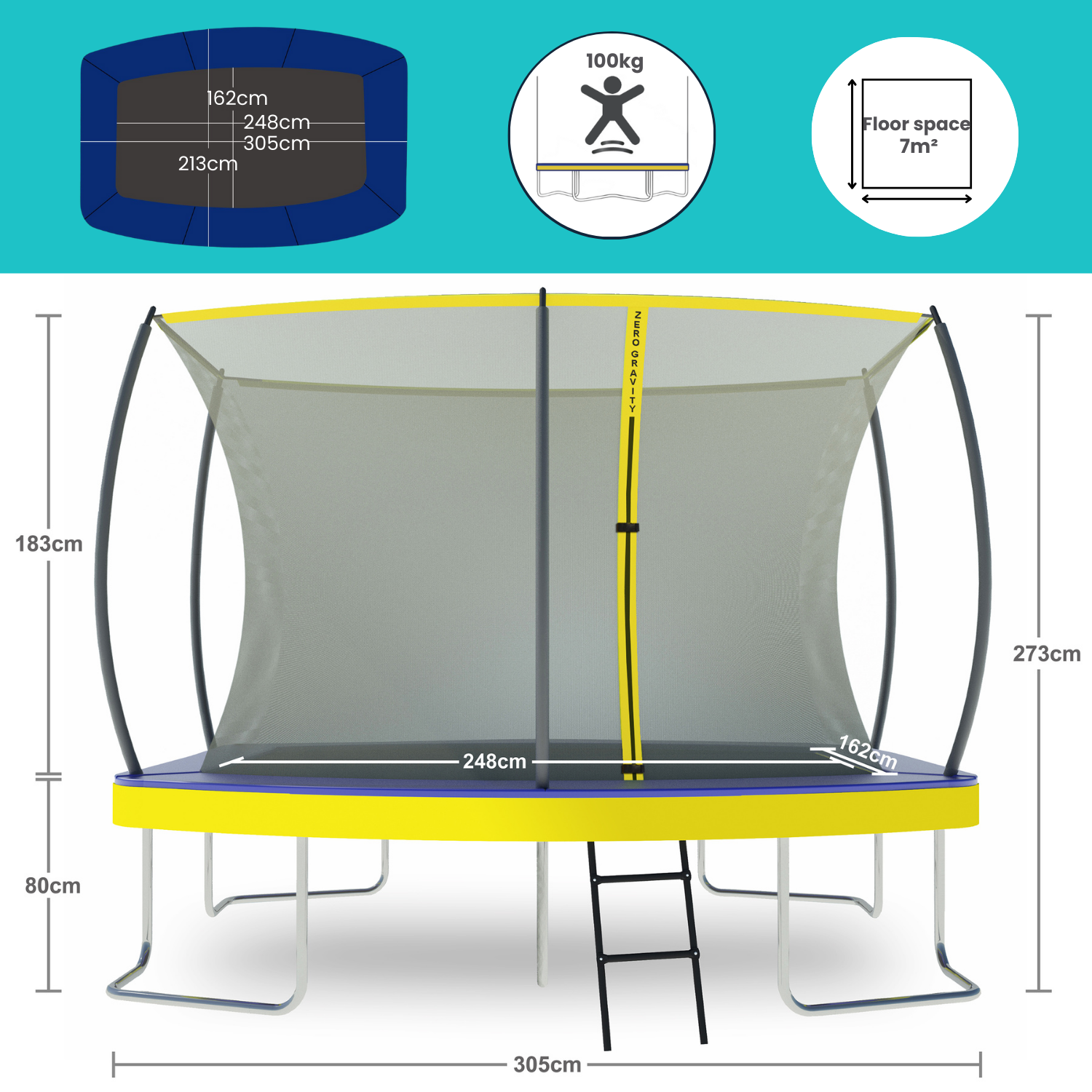 Zero Gravity Ultima 5 10ft x 7ft Rectangular Trampoline and Enclosure Bundle