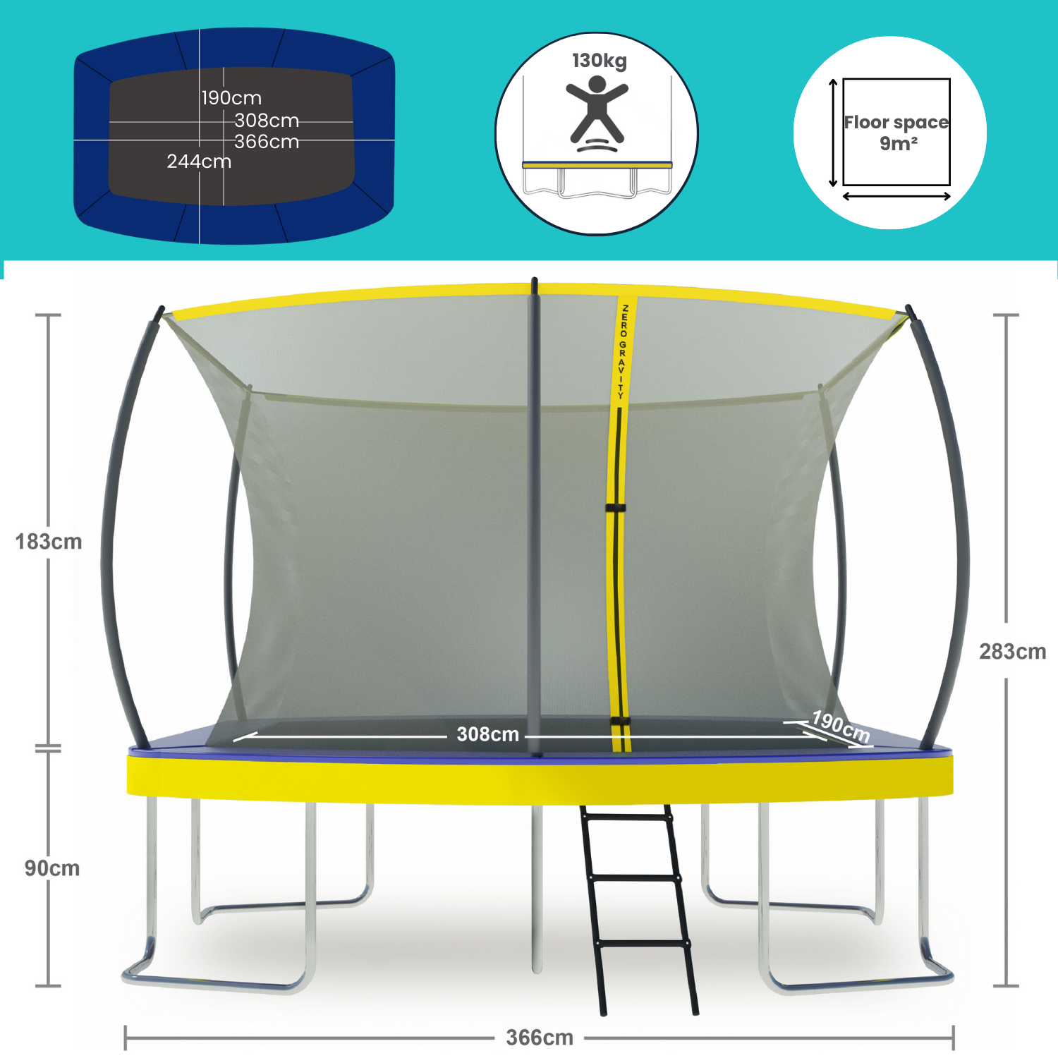 Zero Gravity Ultima 5 12ft x 8ft Rectangular Trampoline and Enclosure Bundle