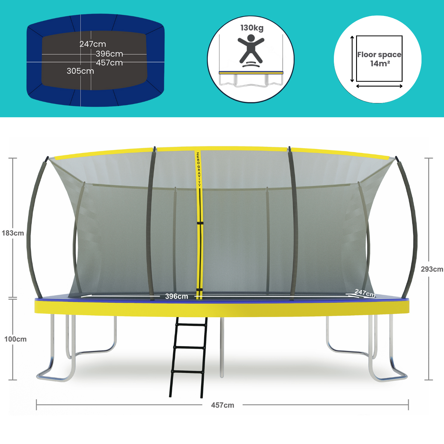 Zero Gravity Ultima 5 15ft x 10ft Rectangular Trampoline and Enclosure Bundle