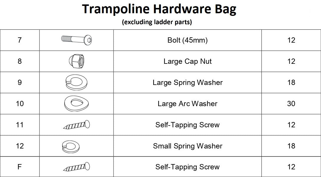 Ultima 4 12ft Round Trampoline Hardware Bag