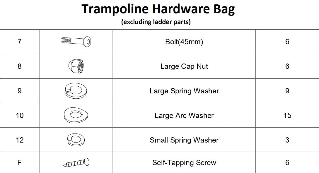 Ultima 4 6ft Round Trampoline Hardware Bag