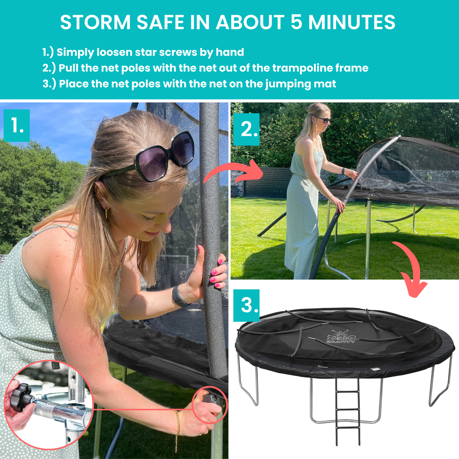 Zero gravity top 8ft trampoline